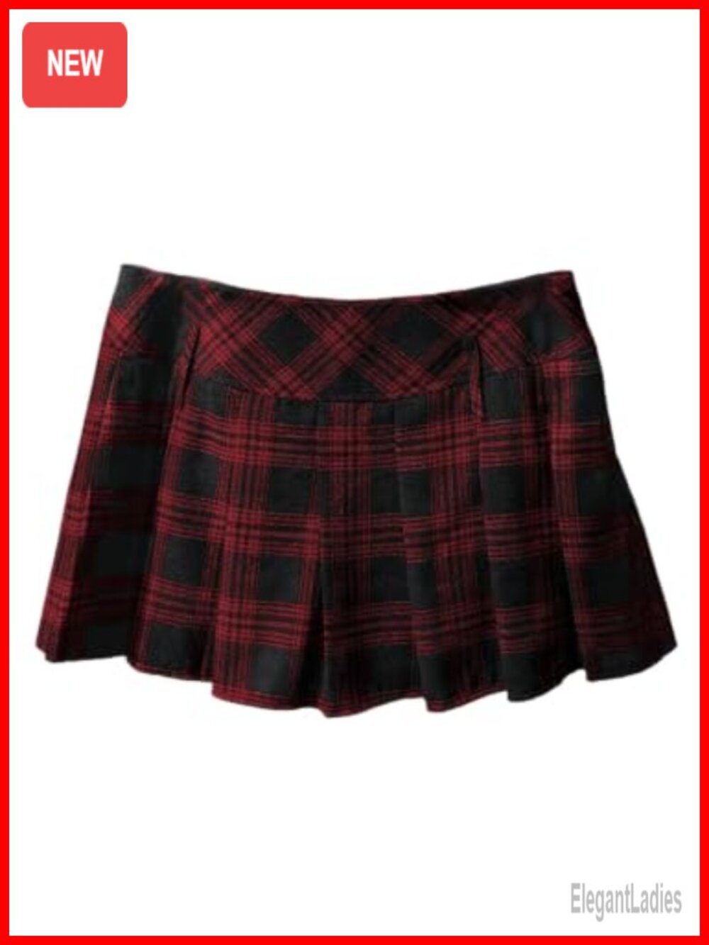 Plaid Mini Skirt Pleated Hem Skater Uniform Built-in Shorts Y2K